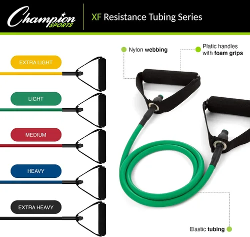 Miniatura 3 de Champion Sports Bandas de tubo de resistencia para hombres y mujeres, extra ligeras a súper resistentes - Banda de fitness duradera para Amarillo