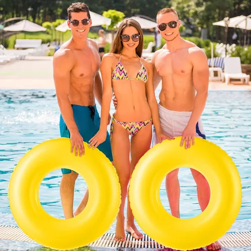 Miniatura 6 de Gemscream Flotador inflable grande de piscina de 36 pulgadas, flotadores de piscina para adultos, tubo inflable para vacaciones de verano, playa