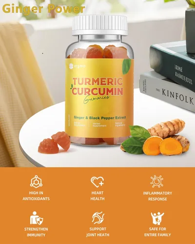 Miniatura 3 de Gomitas de cúrcuma con pimienta negra para inflamación, suplemento de cúrcuma y jengibre para apoyo de articulaciones inmunológicas, gomitas