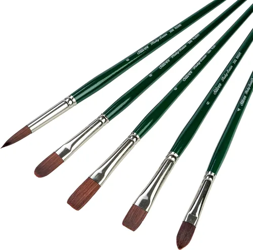 Miniatura 9 de Silver Brush Limited RSS-2560S - Juego de pinceles de satén rubí, tamaño redondo 4, tamaño brillante 10, peine de hierba Filbert de 1/2 pulgada