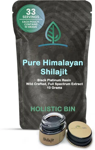 Holistic Bin Resina Shilajit del Himalaya pura resina de platino negro | Rica en ácido fúlvico, ácido húmico, minerales fúlvicos y minerales traza |