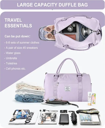 Miniatura 6 de Bolsa de lona de viaje bolsas de fin de semana para mujeres y hombres bolsa de transporte durante la noche bolsa de hospital bolsa de gimnasio