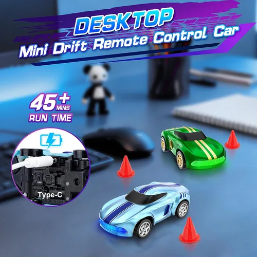 Miniatura 3 de Auto de Deriva RC, 1/64 Mini Autos RC de Deriva 4WD Micro Auto de Control Remoto con Luces LED e Interruptor de Velocidad, Juguetes de Autos Ideales
