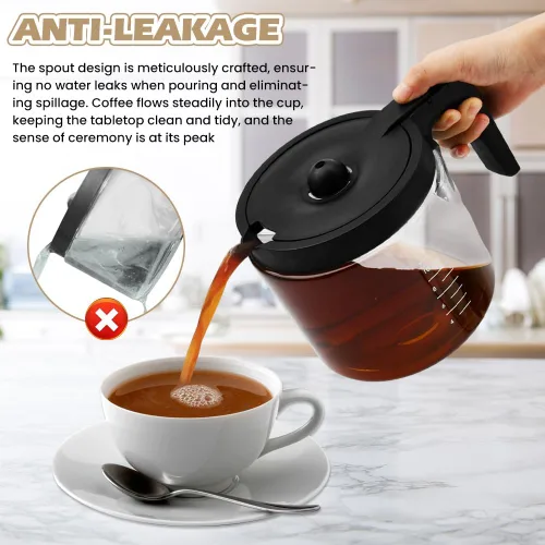 Miniatura 5 de 12 tazas de repuesto para cafetera de vidrio Keuri-g K-Du o (no modelo Essential), jarra de repuesto para cafetera de 12 tazas, cómodo mango