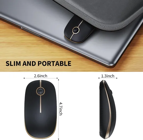 Miniatura 5 de VssoPlor Ratón Inalámbrico 2.4G, Ratón Portátil Delgado para Computadora Portátil con Receptor Nano, Ratón Óptico Silencioso para Notebook, PC