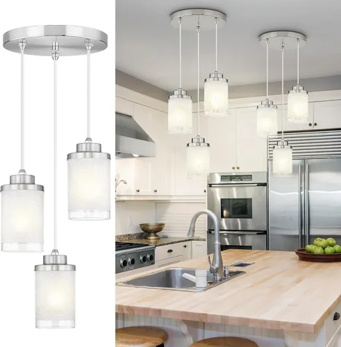 Miniatura 11 de TENGXIN Lámpara Colgante Moderna para Isla de Cocina, Accesorio de Lámpara de Techo Colgante de Oro Cepillado, Iluminación Colgante de Estilo Granja