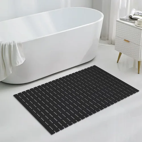Miniatura 8 de OTHWAY Tapete de ducha grande, 35.4 x 24 pulgadas, sin ventosa, antideslizante, de drenaje rápido, antideslizante, para ducha interior, tapete