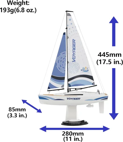 Miniatura 3 de Voyager 280 2.4GHz RC Motor Powered Velero en azul - 17.5" de alto