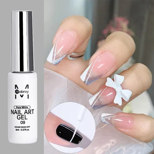 Miniatura 6 de Fcozpjk Juego de esmalte de gel para uñas con líneas de arte, kit de 12 colores con pintura neón rosa y verde y pincel fino, para quitar con Negro