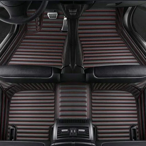 Miniatura 18 de Alfombrillas personalizadas para el 99 % de los sedán, SUV, deportivos, forros de cuero, para todo tipo de clima, tapetes de automóvil (rayas negras)