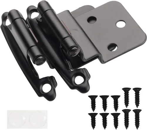 DecoBasics Bisagras de gabinete de 3/8 pulgadas color negro (1 par -2 piezas) bisagras de gabinete de cierre automático negro mate para gabinetes de