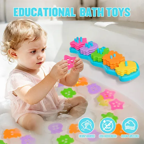 Miniatura 2 de Juguetes de baño para niños de 1 a 3 años, 21 unidades Juguetes de baño divertidos y sin moho para niños de 2 a 4 años Clasificador educativo