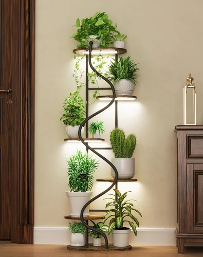 Soporte para plantas para interiores y exteriores, soporte de metal de 13 pulgadas de alto, soportes de pedestal de hierro forjado resistentes para