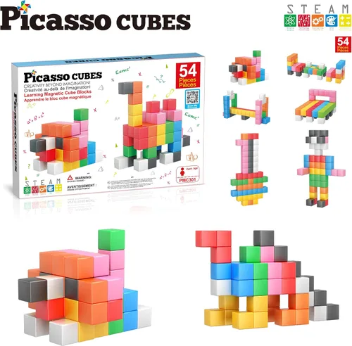 Miniatura 8 de PicassoTiles Cubo magnético Bloques de construcción de 1.2 pulgadas, cubos magnéticos, juguete de construcción, juguetes sensoriales educativos