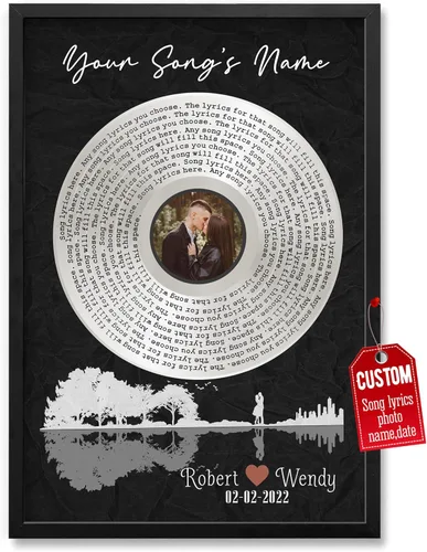 H-DEWALL Póster personalizado de letras de canciones, regalos de cumpleaños para esposo para dormitorio, discos de vinilo, fotos, regalos para él y