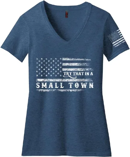 Miniatura 3 de Camiseta vintage para mujer con la bandera patriótica de Estados Unidos para amantes de la música country inspirada en una canción famosa Try That