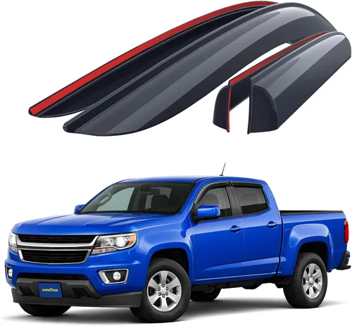 Goodyear Deflectores de ventana inastillables para Chevrolet (Chevy) Colorado/GMC Canyon 2015-2022 CrewCab, protectores de lluvia con cinta, viseras