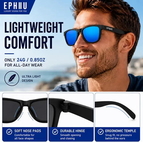 Miniatura 4 de EPHIU Polarized Sports Sunglasses for Men Women Lightweight TR90 Running Sunglasses with UV400 TAC Lenses for Cycling Fishing