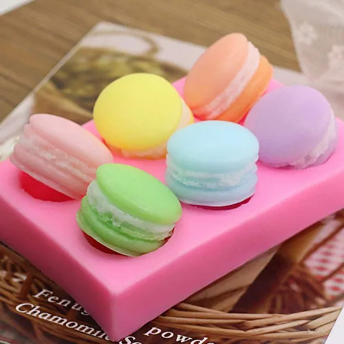 Miniatura 4 de MoldFun Molde de silicona para hamburguesa de macaron 3D de 6 cavidades para fondant, decoración de pasteles/cupcakes, hornear, pasta de goma
