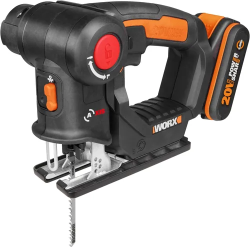 WORX Sierra de sierra de calar y sable inalámbrica WX550 de 20 V, carrera de 0.787 in, hasta 5.000 in, multifunción, corte de madera, aluminio,