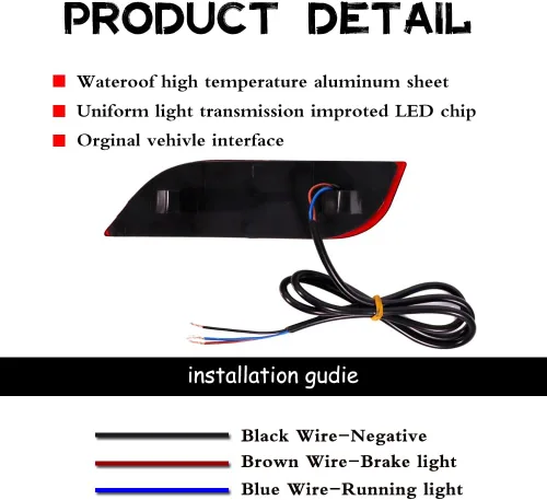 Miniatura 5 de Lente roja LED parachoques trasero reflector luz niebla cola lámpara de freno compatible con Subaru 2008-2014 WRX/STI, 08-up Impreza, 13 en adelante