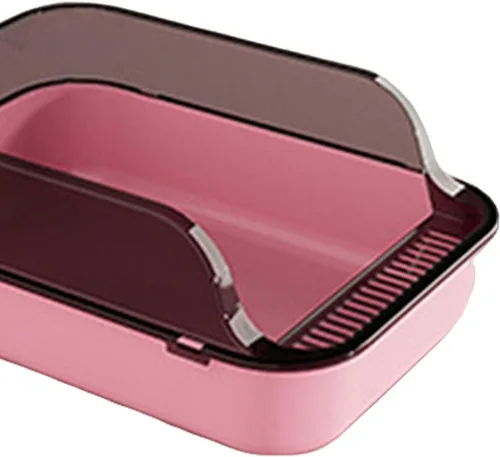 Miniatura 3 de Generic Caja de arena para gatos, bandeja de arena para mascotas, fácil de limpiar, bandeja de arena semicerrada para gatitos, inodoro para gatos