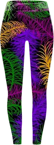 Miniatura 3 de Leggings de Mardi Gras para mujer, con máscara elástica y estampada, con estampado gráfico