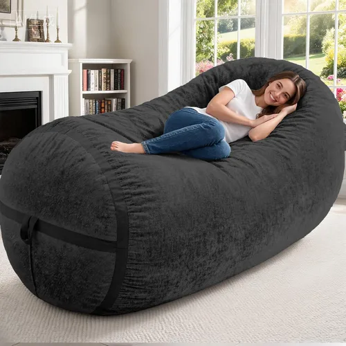 Miniatura 10 de Homguava Puf gigante de 2 pies para adultos con relleno de espuma viscoelástica, puf con funda de piel sintética suave, cómoda puf para sala