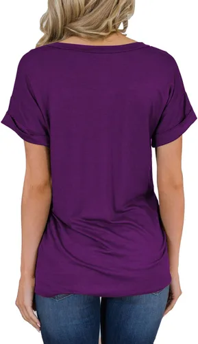 Miniatura 2 de Miholl Camiseta holgada, informal, de manga corta, con cuello en V, para mujer