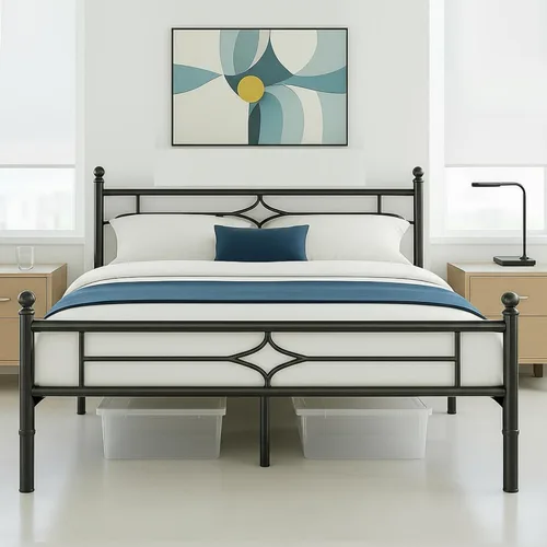 Miniatura 10 de Susalt - Base de cama metálica tamaño individual de 14 pulgadas con cabecero/Base de colchón resistente y de trabajo pesado/No necesita