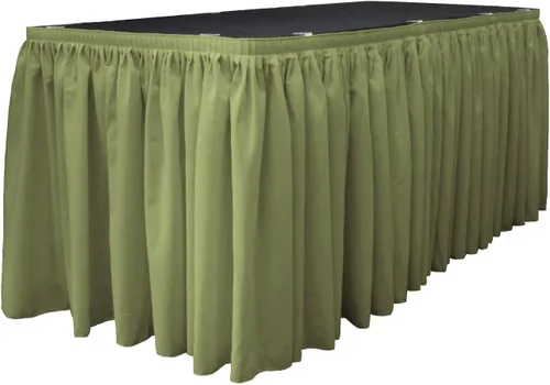 Miniatura 20 de LA Linen Falda de mesa de popelina de poliéster para mesas rectangulares, tela plisada para banquetes de boda, 14 pies por 29 pulgadas de largo