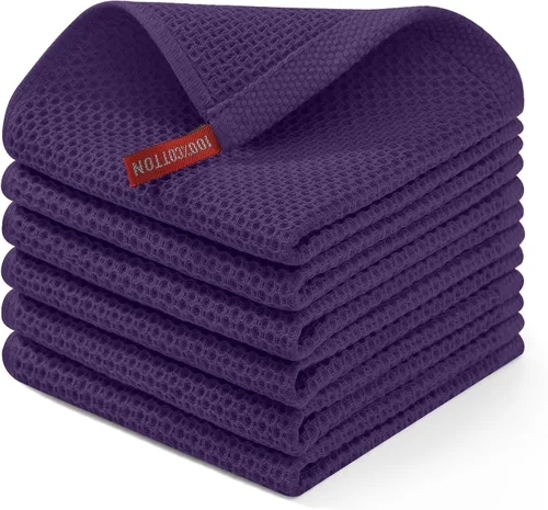 Miniatura 88 de Homaxy Paños de cocina de 100% algodón con tejido de gofre, ultra suaves, absorbentes, de secado rápido, 12 x 12 pulgadas, paquete de 6, amarillo