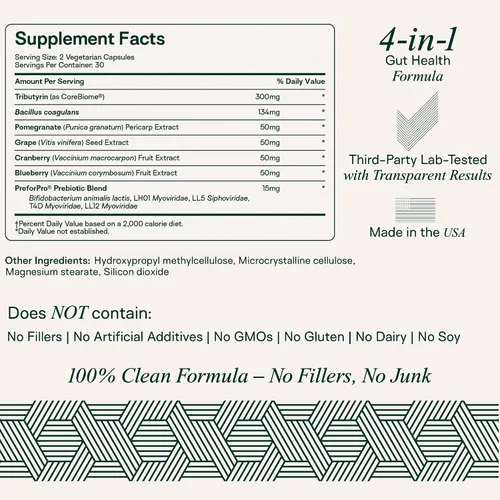 Miniatura 2 de Adapt Naturals - Paquete de salud intestinal e inmune - Biome Protect 4 en 1 prebióticos, probióticos, suplemento postbiótico y multivitamínico