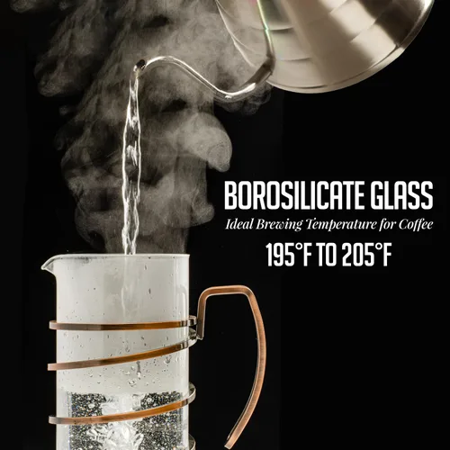 Miniatura 2 de OVENTE Cafetera de prensa francesa de 27 onzas con vidrio de borosilicato resistente al calor, diseño de acero inoxidable y sistema de filtro de 4