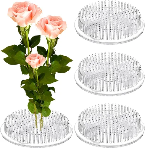 BOYIVI 3 ranas de plástico gruesas de 2.7 pulgadas redondas Ikebana Kenzan Arreglo floral Pin Soporte de rana Flor Japonesa Herramientas Fijas