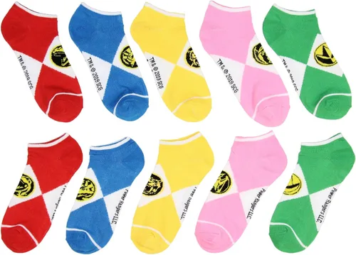 Miniatura 2 de Bioworld Calcetines Power Rangers para adultos diseño de personajes para adultos paquete de 5 calcetines de tobillo que no se ven Varios