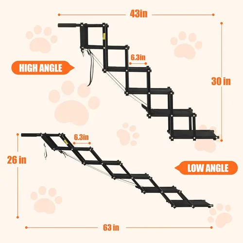 Miniatura 3 de Escaleras para perros grandes, escaleras plegables resistentes para perros, para automóvil, camión, superficie antideslizante, rampa para mascotas