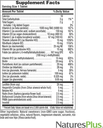 Miniatura 5 de NaturesPlus Adulto masticable, sabor a piña, 90 tabletas, multivitamínico y mineral, vegano, sin gluten, 90 porciones