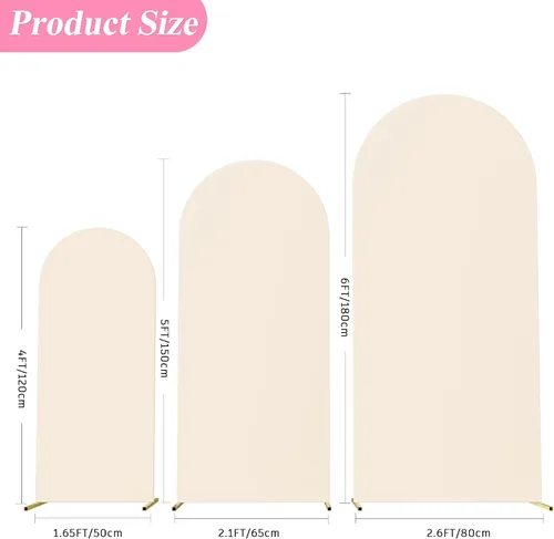 Miniatura 2 de Putros Fundas para Arco de Boda de 4 Pies, 5 Pies, 6 Pies Beige de Spandex Ajustadas con Parte Superior Redonda Chiara Fundas para Soporte de Fondo