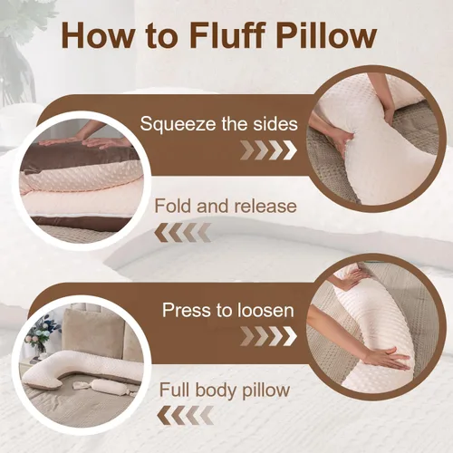 Miniatura 7 de AngQi L-Shaped Pregnancy Pillow for Adults, Dual-Sided Velvet with Mini Kids Throw Pillow Set, Full Body Support for Side Sleepers, 55 Inch