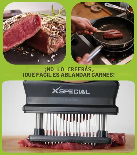 Miniatura 6 de XSpecial Herramienta Ablandadora de Carne 48 Cuchillas de Acero Inoxidable - Utensilios de Cocina con Aguja Ultra Afilada Que Ablanda Filetes y Negro