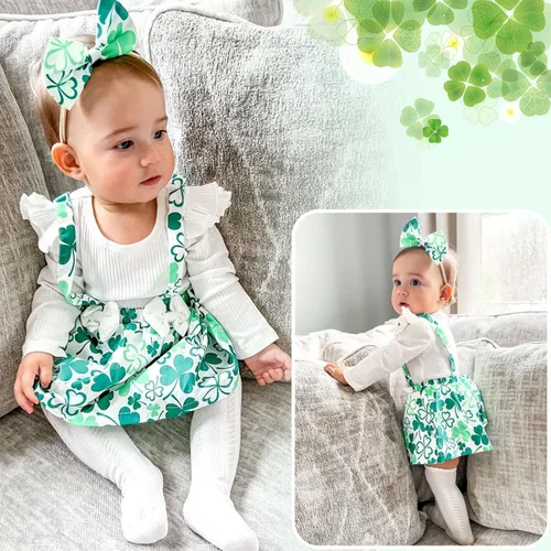 Miniatura 59 de Unutiylo Ropa de bebé recién nacida prematura con tirantes, traje de otoño e invierno, traje de manga larga con volantes