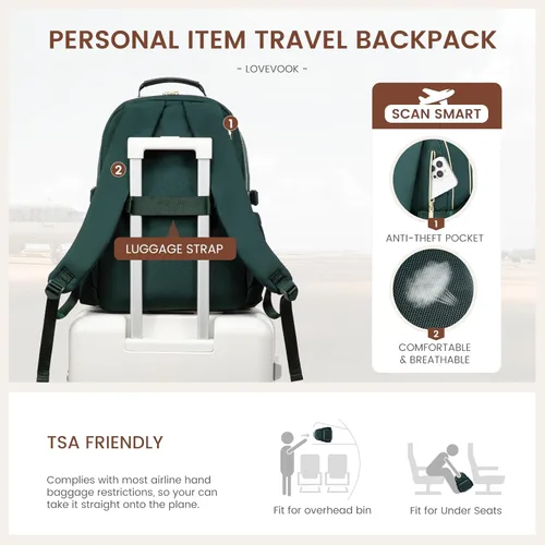 Miniatura 6 de LOVEVOOK Mochila para laptop para mujer con bolsillo para taza de gran capacidad, bolsa de computadora portátil de 15.6 pulgadas, mochila de viaje