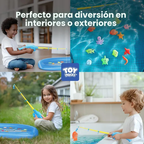 Miniatura 4 de TOY Life Juego de pesca magnético para 4 jugadores para niños de 3 a 5 años, juego de caña de pescar para niños pequeños con juguetes de peces, 4