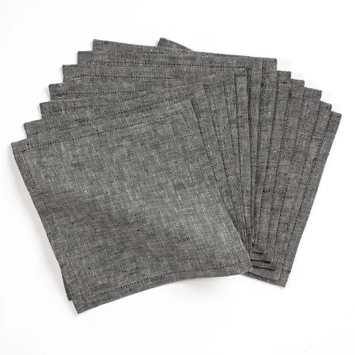 Miniatura 17 de Solino Home Servilletas de cóctel de lino negro Chambray de 6 x 6 pulgadas, servilletas de tela de lino 100% puro, juego de 12 servilletas cuadradas