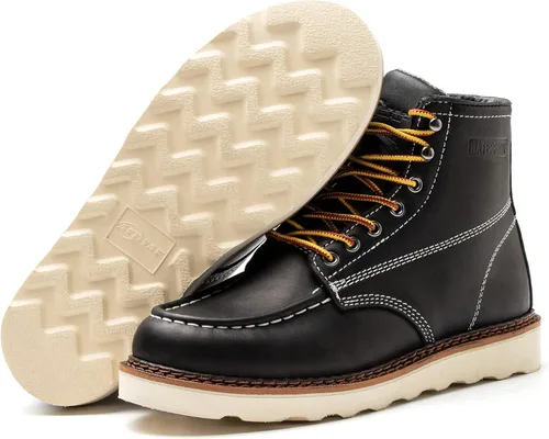 Miniatura 4 de Botas de trabajo para hombre - Botas de trabajo de 6 pulgadas con punta de cuña suave, Botas de trabajo impermeables para hombre Negro