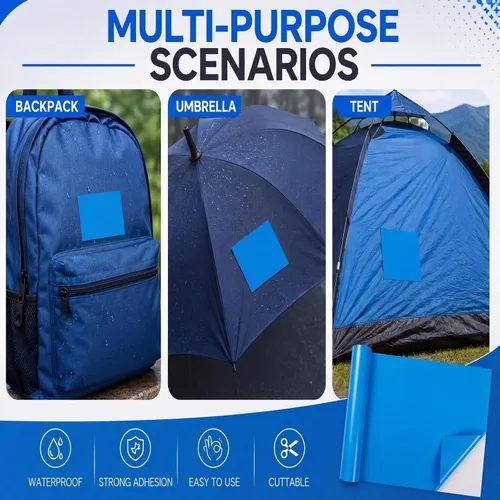 Miniatura 6 de Nuanchu Parche de vinilo autoadhesivo de reparación de PVC de 12 x 40 pulgadas para casa de rebote, natación, piscinas sobre el suelo, lanchas Azul