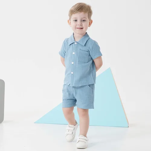 Miniatura 3 de Conjunto de ropa de verano para bebé y niño, camiseta de manga corta de algodón, pantalones cortos de dinosaurios, conjunto de ropa para niño