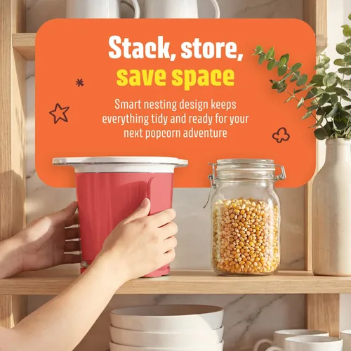 Miniatura 6 de Máquina de palomitas de maíz Air Popper - Máquina de palomitas de maíz Air Pop de 10 tazas con taza medidora, palomitas de maíz compactas sin aceite