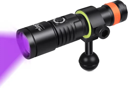 Miniatura 11 de ORCATORCH D530V 1200 lúmenes de luz de video subacuática, linterna de buceo de haz súper ancho de 120°, 2 modos con rótula ZJ18, IP68 impermeable